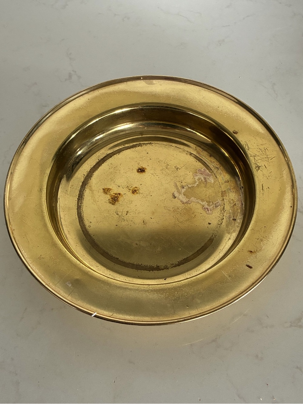 Vintage Brass Decorative Plate - candle holder plate